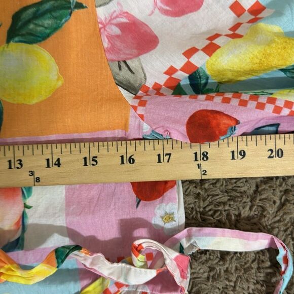 Made in Italy Fruit Print Cotton Wrap Top size S Artsy Colorful Maximalist Cute - Picture 7 of 8